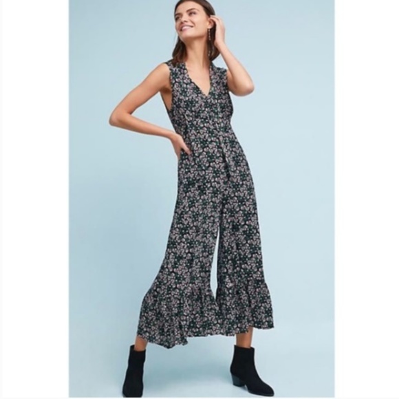 Anthropologie Black Floral Jumpsuit - Picture 3 of 7